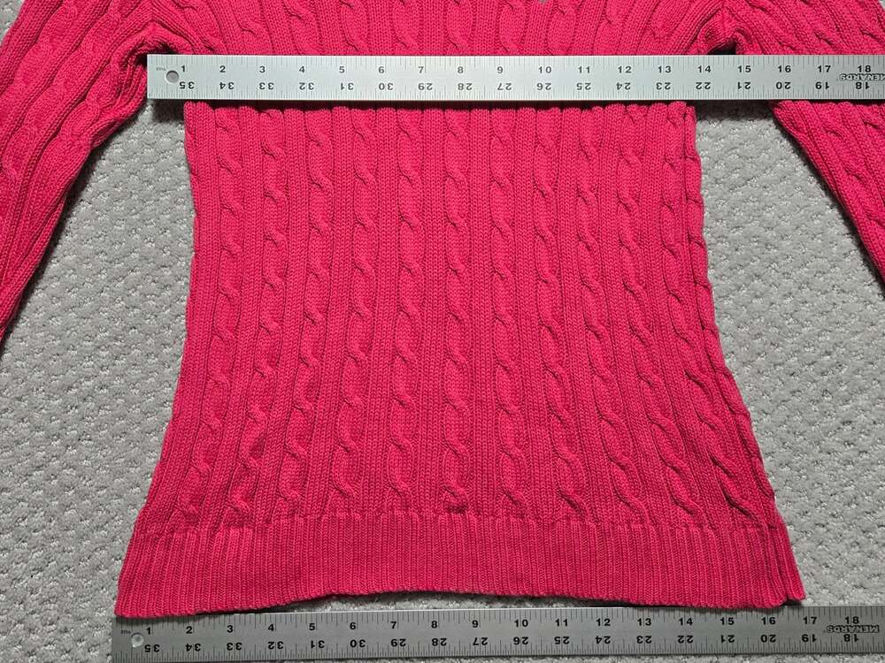 Ralph Lauren Pink Cable Knit Crew Neck Cotton Sweater XS - Picture 4 of 11
